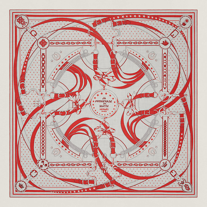 HERMES カシシル 140 La Promenade du Matin Bandana La Promenade du Matin Bandana double face scarf 140 | Hermès USA